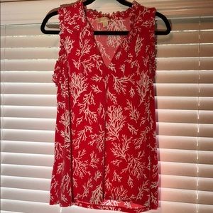 Michael Kors red and white sleeveless top.